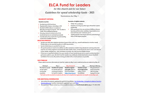 Guidelines for Synod Scholarships