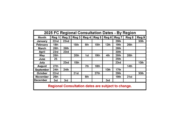 Regional Consultation Dates 2025