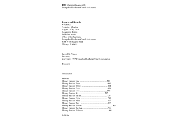 1989 Actions of the Churchwide Assembly