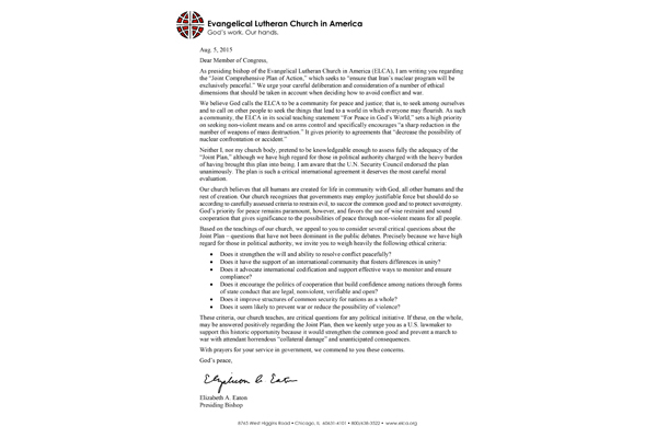 Letter on Iran Nuclear Agreement