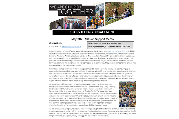 Mission Support Memo – May 2025