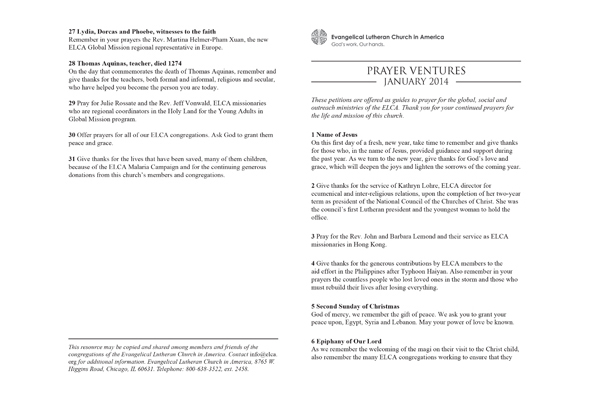 January 2014 Letter