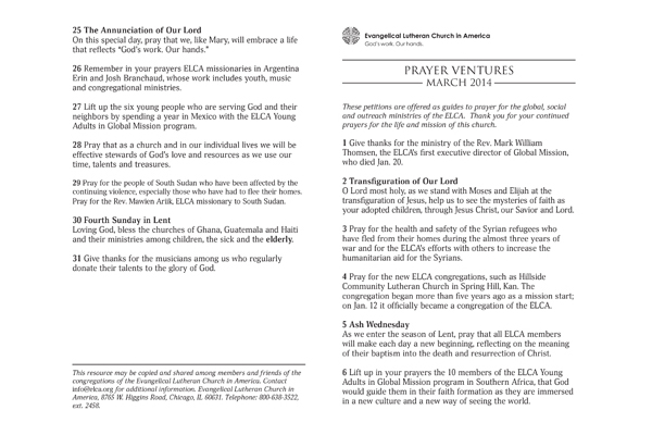 March 2014 Letter