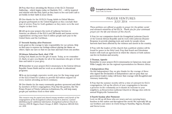July 2014 Letter