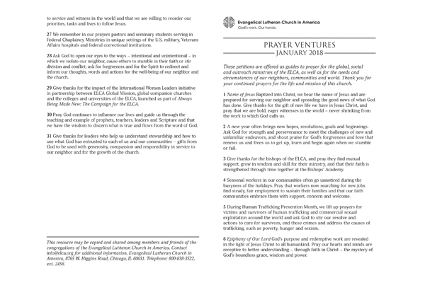 January 2018 Letter