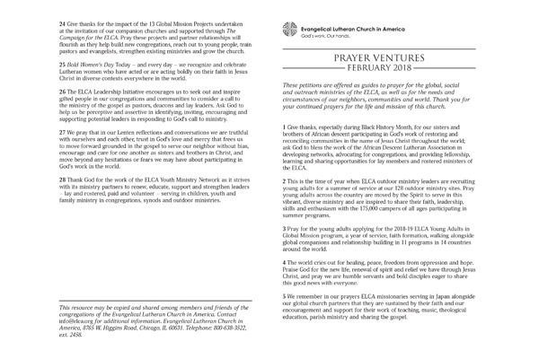 February 2018 Letter