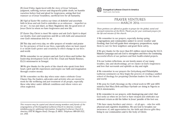 March 2016 Letter