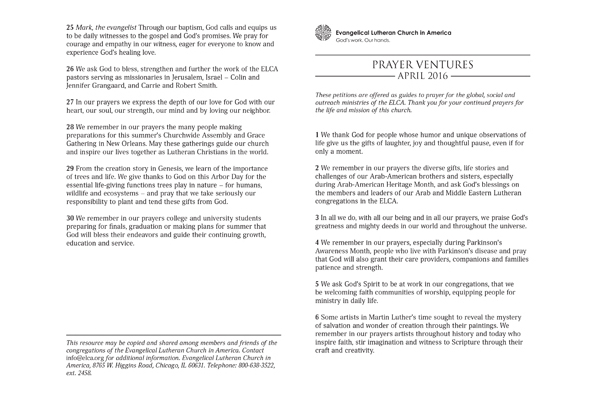 April 2016 Letter