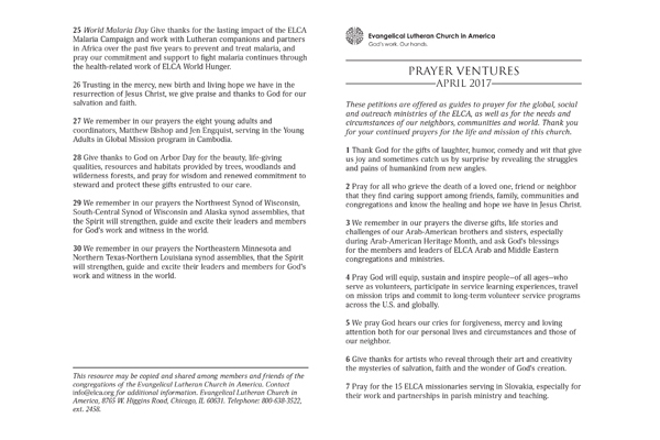 April 2017 Letter