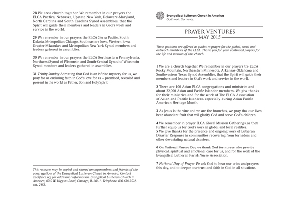 May 2015 Letter