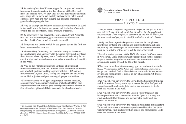 May 2017 Letter