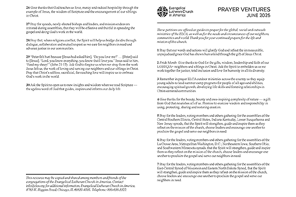 Prayer Ventures - June 2025 - Letter thumbnail image