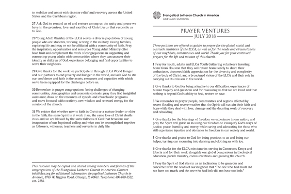 July 2018 Letter