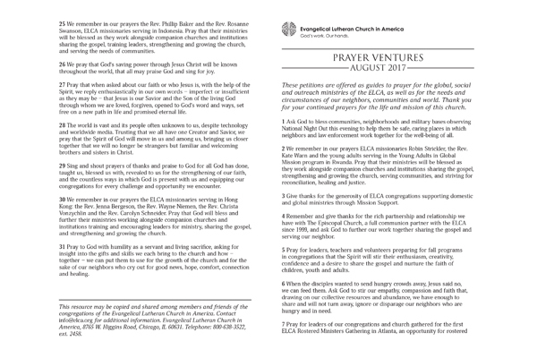 August 2017 Letter