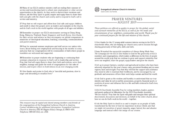 August 2019 Letter