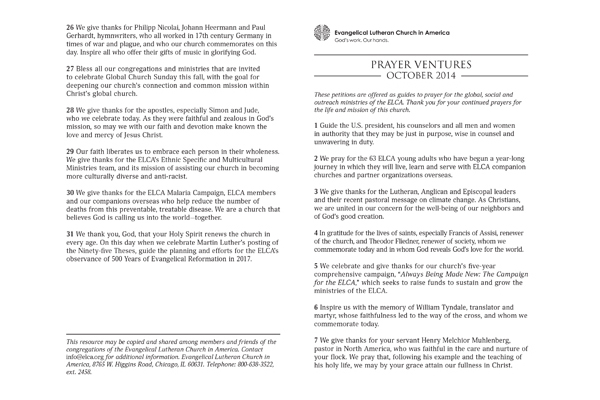 October 2014 Letter