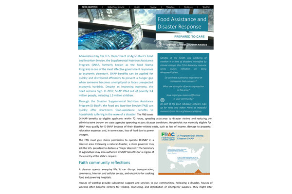 Food assistance and disaster response (PTC 2019)