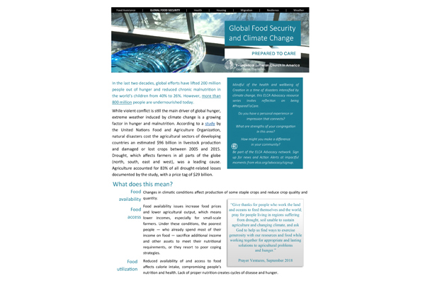 Global food security and climate change (PTC 2019)