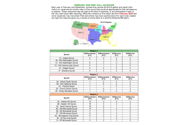 Regional Synodical Vacancy Map February 2025