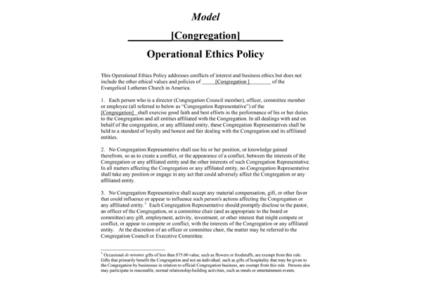 Sample Congregation Ethics Policy (Word)