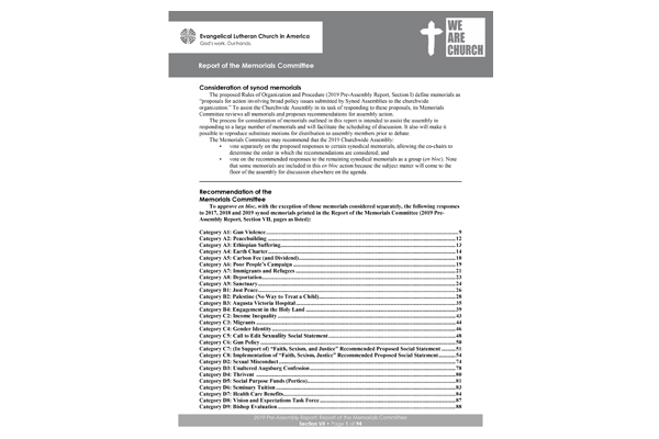 Section VII: Report of the Memorials Committee