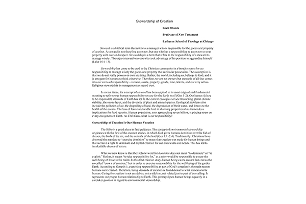 Stewardship of Creation