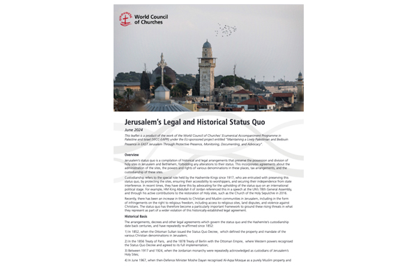 Jerusalem’s Legal and Historical Status Quo