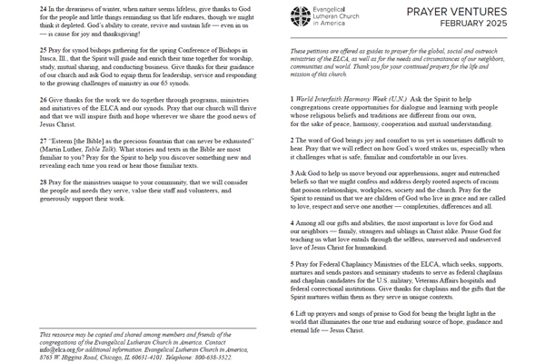 Prayer Ventures – February 2025 (letter)
