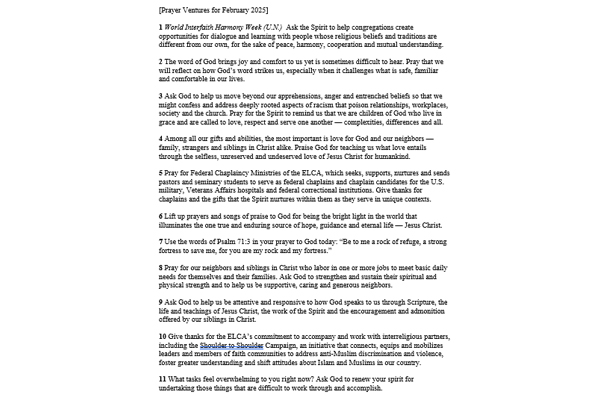 Prayer Ventures – February 2025 (doc)